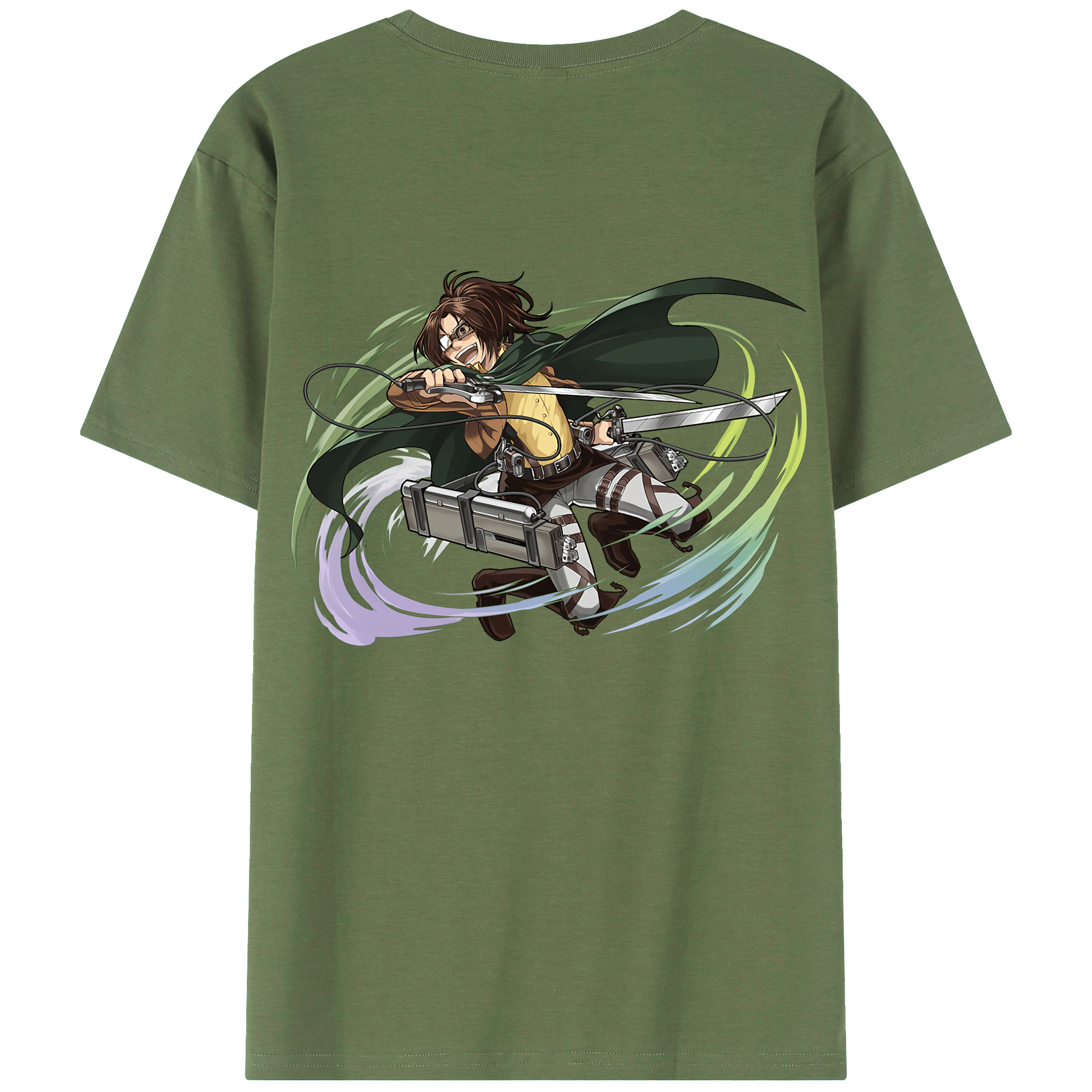 （画像用） 進撃の巨人 ハンジ·ゾエ Attack on Titan Hanji Zoe 綿100％ メンズ半袖Tシャツ（バックプリント） 通気性